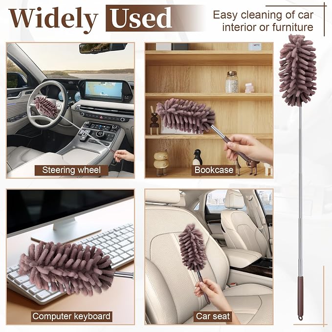 2 PCS Car Interior Duster with Extension Pole, Microfiber Car Dusters with - Image 7