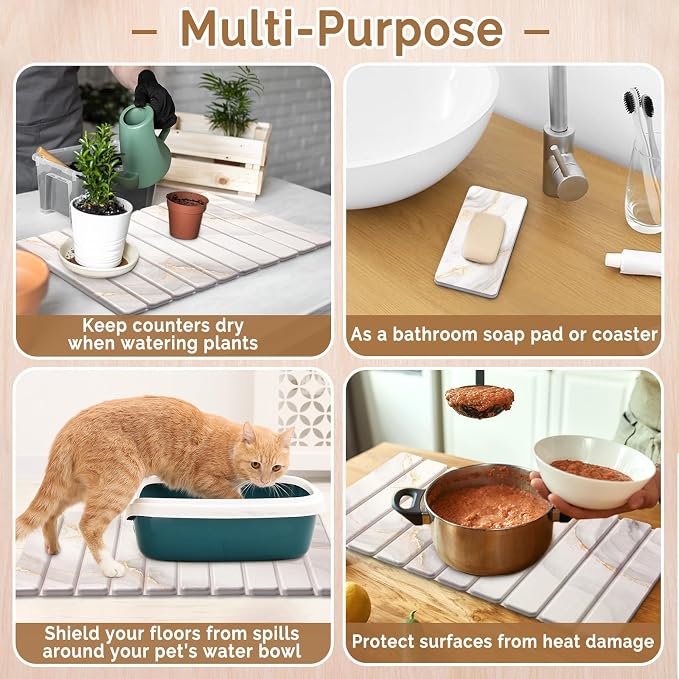 2 PCS Large Stone Dish Drying Mat - Image 6