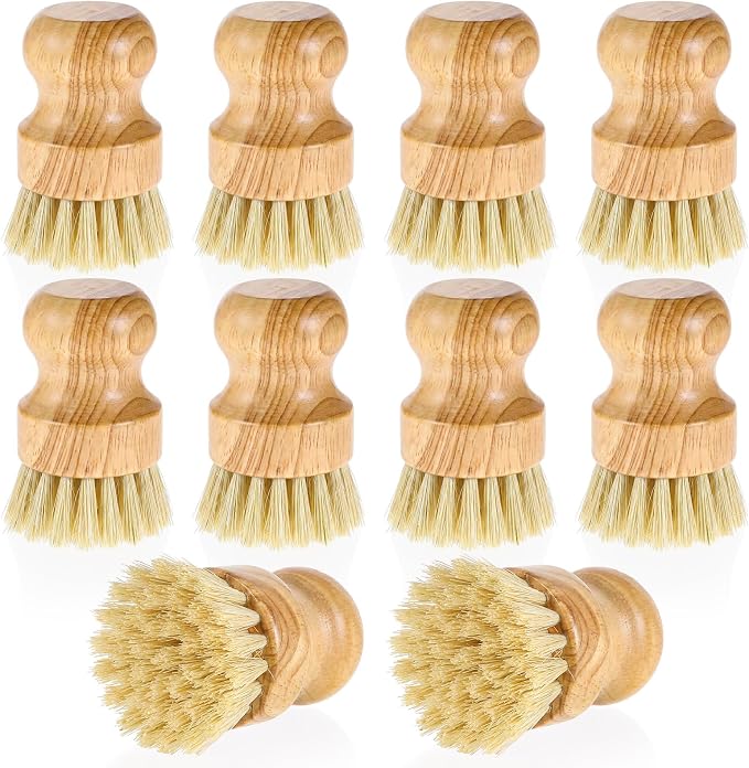 10 Packs Bamboo Dish Scrub Brushes Natural Dish Scrubber by Unknown
