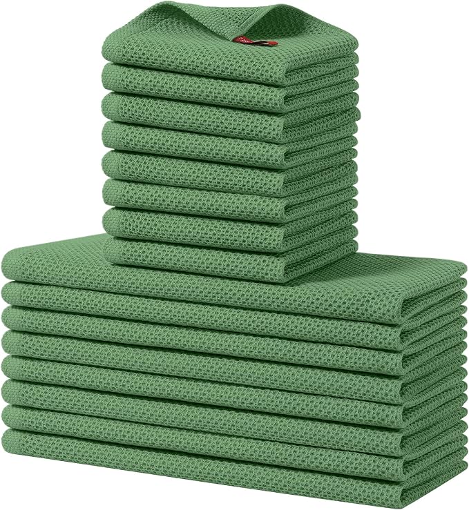 Homaxy 100% Cotton Kitchen Towels and Dishcloths Set, 12 x 12 Inches and 13 x by Homaxy