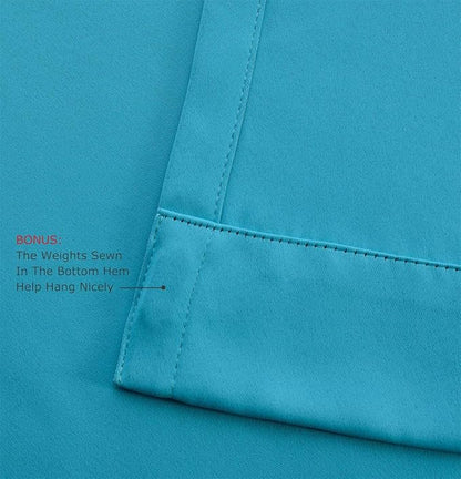 MIUCO Room Darkening Thermal Insulated Grommet Window Blackout Curtains Panels for Livingroom 1 Pair 52x84 Inch Turquoise, Bonus 2 Tie Backs Included