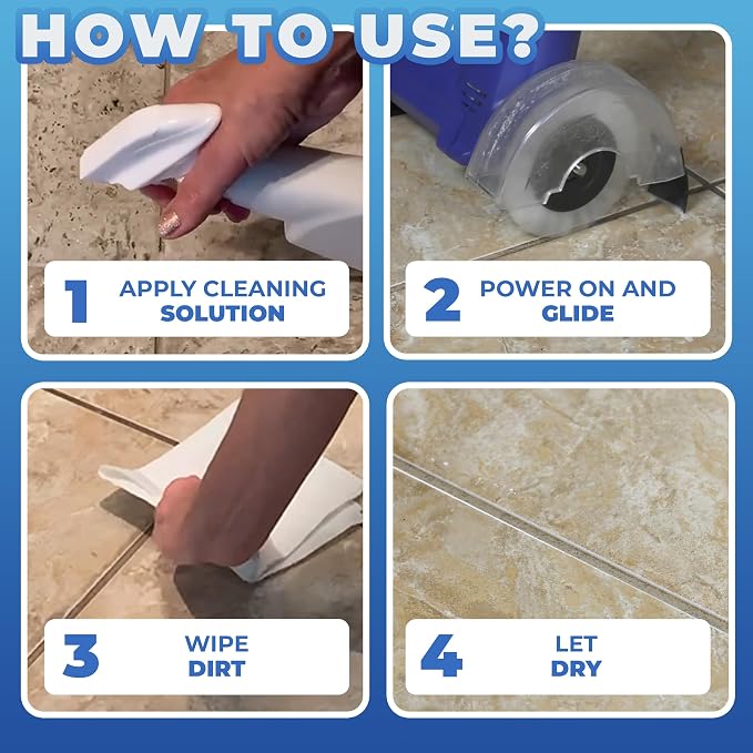 Grout Groovy! Electric Stand Up Lightweight Grout Cleaning Machine, Safely - Image 3
