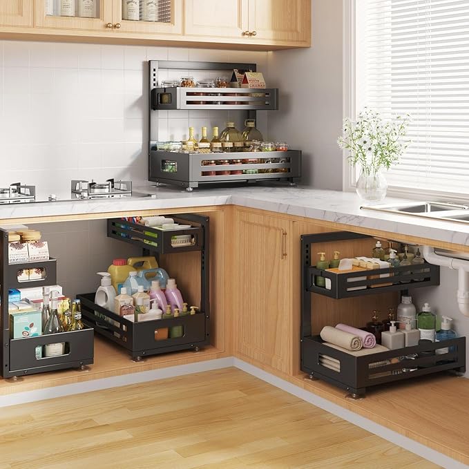 2 Pack 17IN-Depth Under Sink Organizer, Pull Out Cabinet Organizer - Image 7