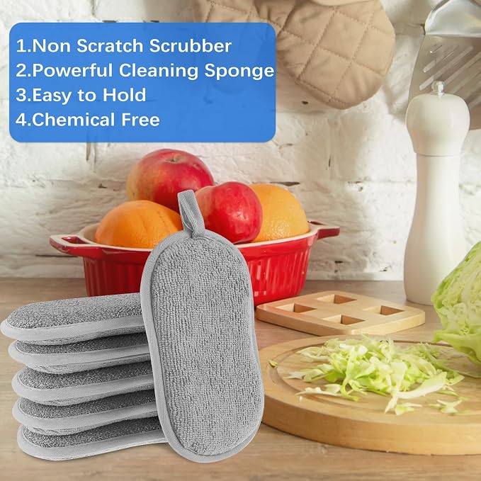 6 Pack Dual-Sided Sponges Kitchen, Non Scratch Microfiber Dish Sponge All - Image 5
