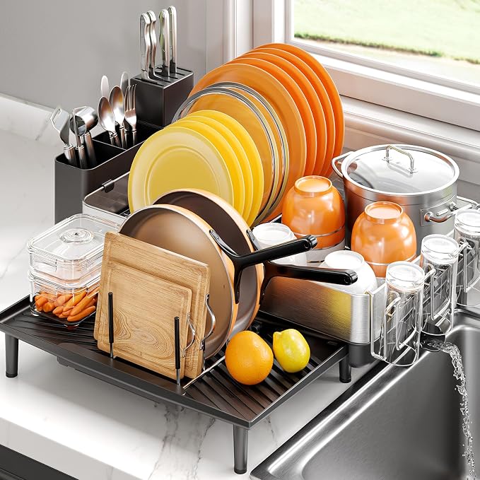 Dish Rack for Kitchen Counter, 304 Stainless Steel Dish Drying Rack, Expandable by Urackify