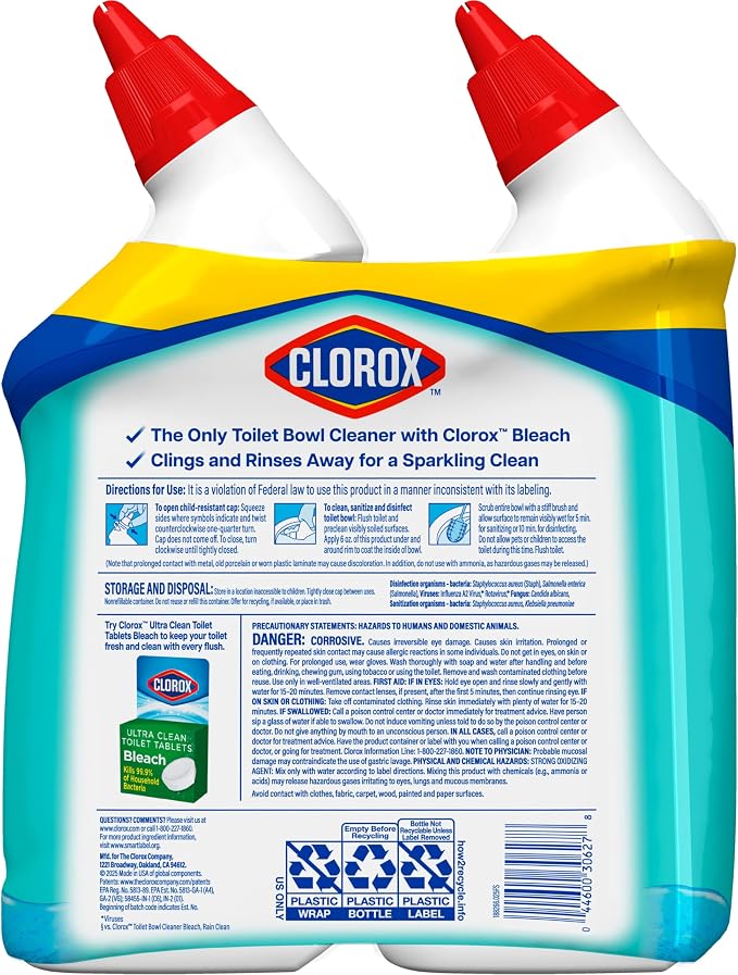 CLOROX Toilet Bowl Cleaner Clinging Bleach Gel, Ocean Mist, 24 Fl Oz - Image 14