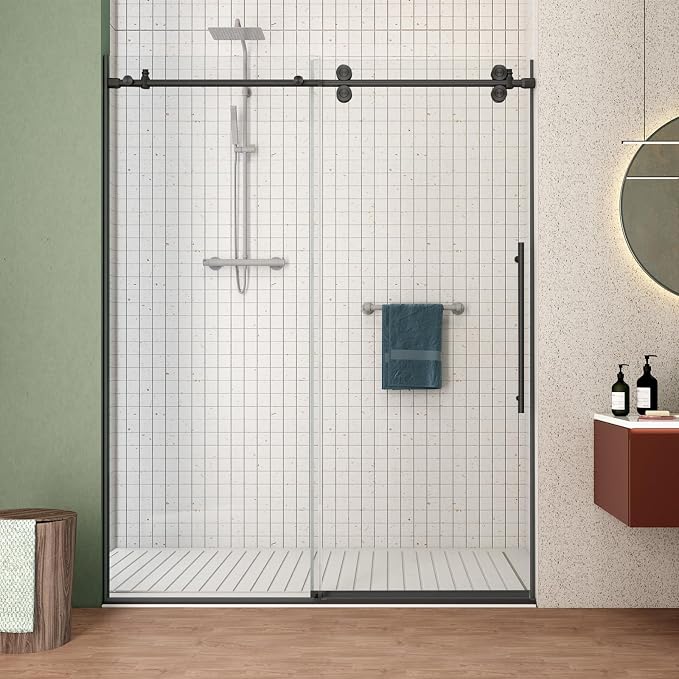Sunrosa 60" W x 76" H Frameless Shower Door, Sliding Shower Door by ElevateYourEverydayShower