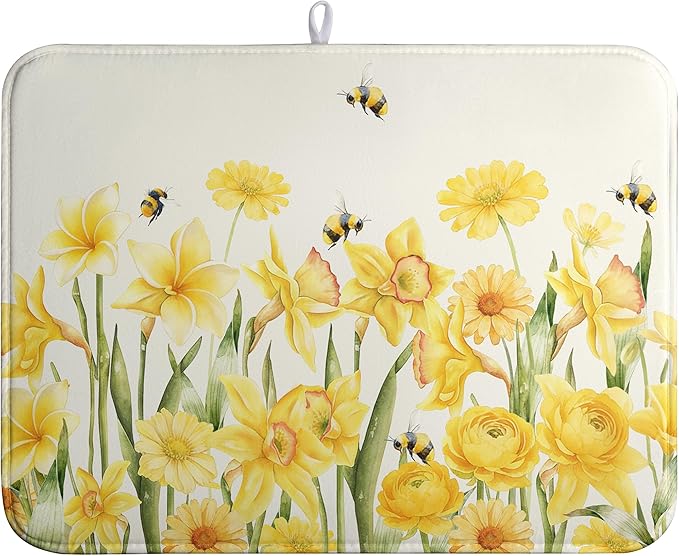 Spring Summer Daffodils Dish Drying Mats Spring Yellow Rose Dish Mat Drying by farg