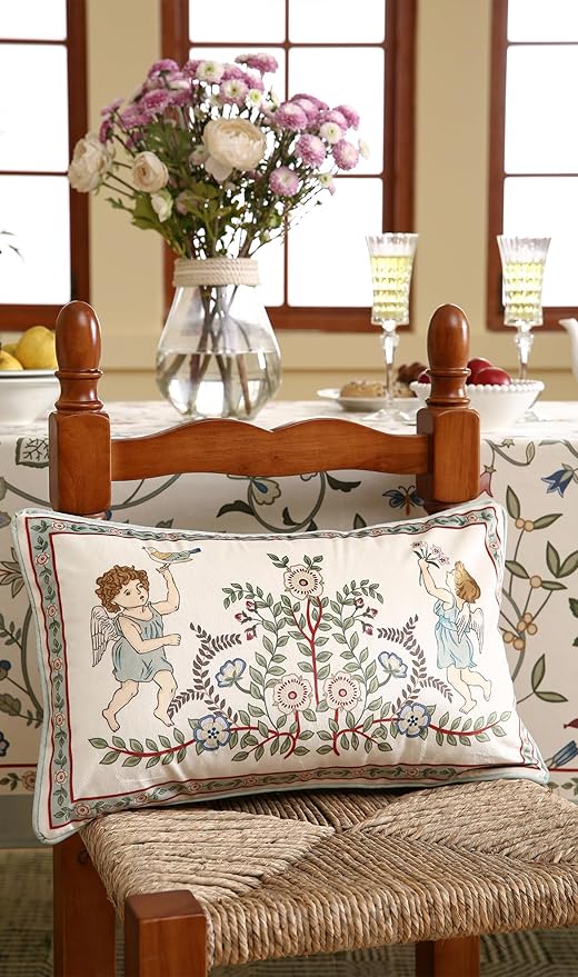 Throw Pillow Covers,Green Cozy Velvet Farmhouse with Angles and Floral Pattern Pillowcases,Decoration Lumbar Pillows Cushion Covers for Couch Sofa Bed Car Chair,12"x20"
