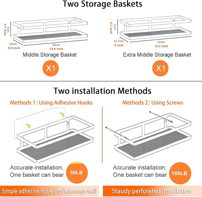 PUSDON Hanging Storage Baskets Organizer Wall Mount, Metal Wire Storage Bin Rack - Image 3