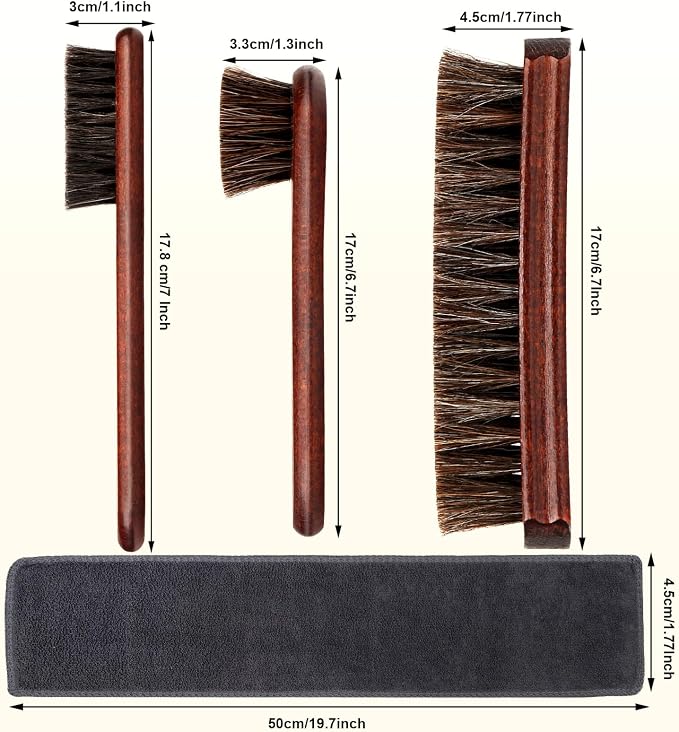 4-Piece 100% Horse Hair Shoe Brush Kit - Image 7
