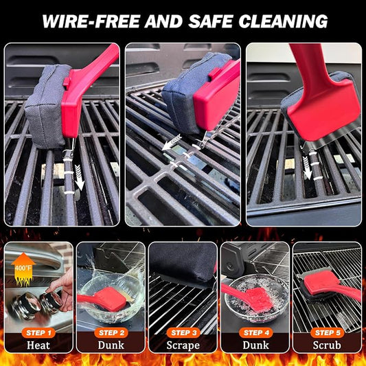 Bristle Free Grill Brush for Outdoor Grill, Safe Non-Metal BBQ Grill Cleaner - Image 2