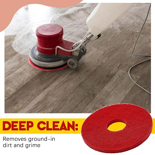 2 Pcs 12" Red Scrubbing Pads Commercial Cleaning Orbiter Pads-Maintenance Non - Image 6