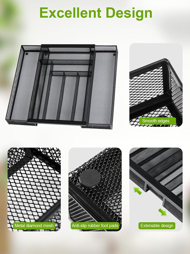 Silverware Organizer Metal Mesh, Large Drawer Organizer, Utensil Cutlery Tray - Image 3