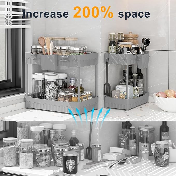 2 Pack Under Sink Organizer, Under Bathroom Cabinet Organizer - Image 3