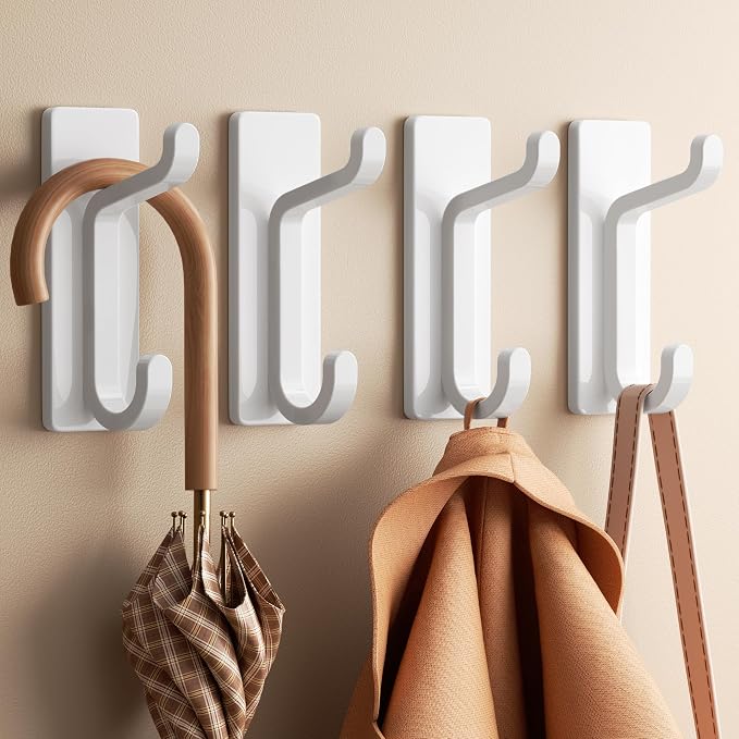 Wall Hooks for Coat and Towel: 13LB Adhesive Door Hanger Stick on by pickpiff