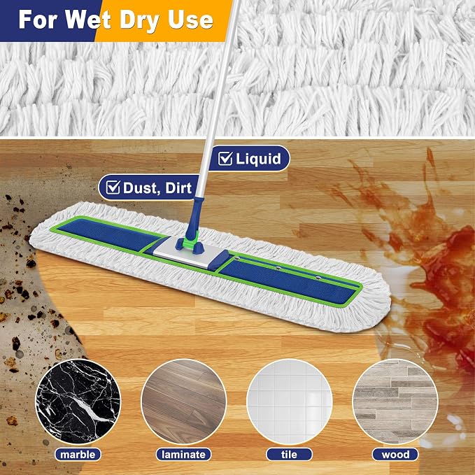 41" Commercial Dust Mop Replacement Heads: Resuable Washable Industrial Cotton - Image 6