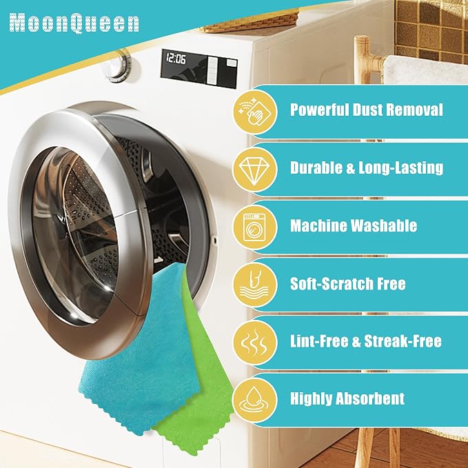 MOONQUEEN 12 Pack Microfiber Cleaning Cloth - Image 3