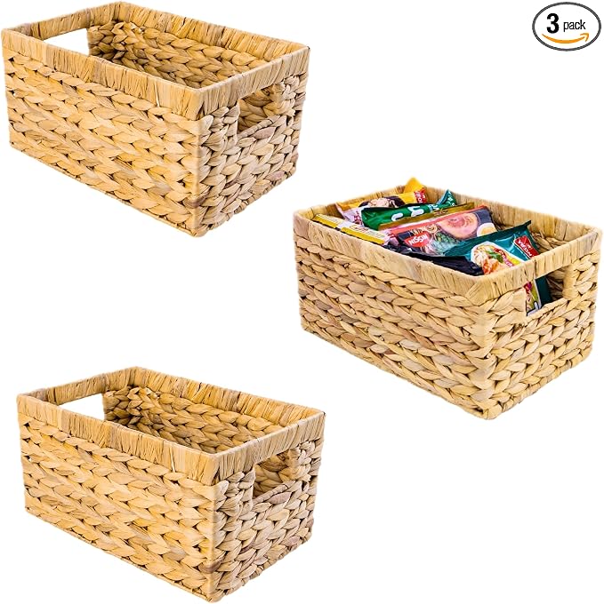 Set of 3 Water Hyacinth Storage Baskets – Wicker Baskets by M4DECOR