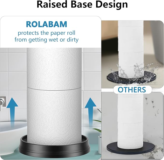 Toilet Paper Holder Stand with Reserve Function, Free Standing Toilet Paper - Image 3