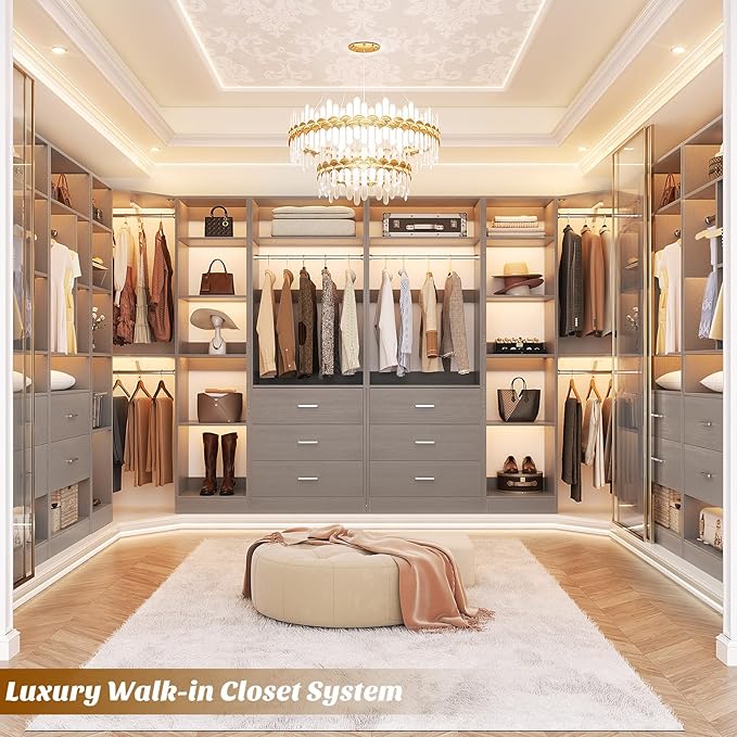 Corner Closet System with 5 Drawers, Closet Organizer System with 15+Shelvess & - Image 2