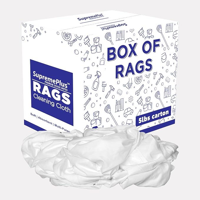 Recycled White Sheeting Cleaning Rags – Lint Free White Cotton Cloths by SupremePlus