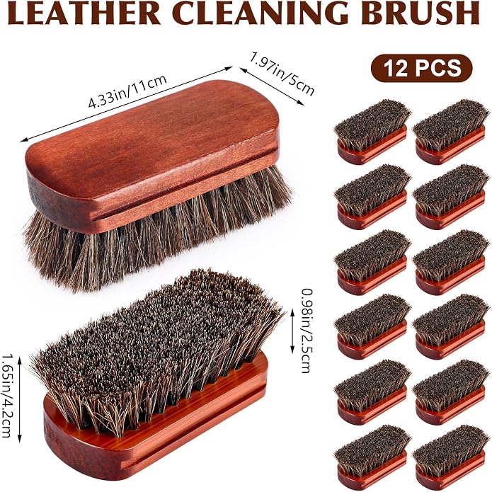 LemonRoad 12 Pcs Bulk Leather Horse Hairbrush Shoe Shining Brush - Image 2
