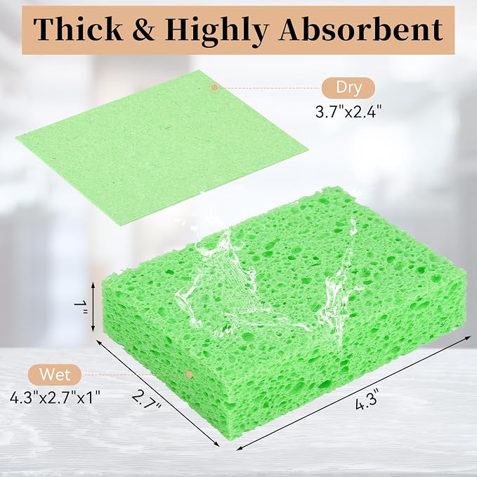 6 Pcs Kitchen Sponges for Dishes Cleaning, Non Scratch for Non Stick Cookware - Image 2
