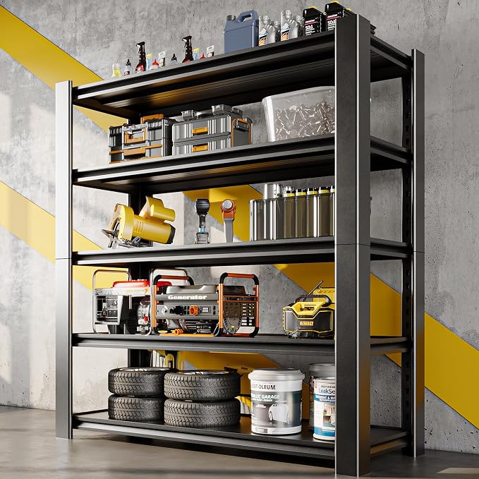 47.8" W Heavy Duty Garage Shelving 3000LBS Storage Shelves, Adjustable 5-Tier by WOZBUD