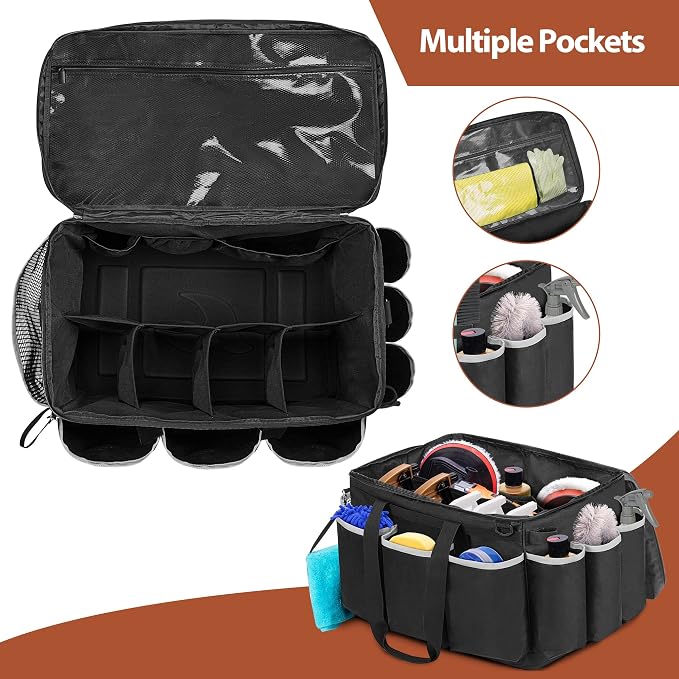 Extra-Large Detailing Bag with Waterproof EVA Hard Bottom, Auto Detail Supplies - Image 2