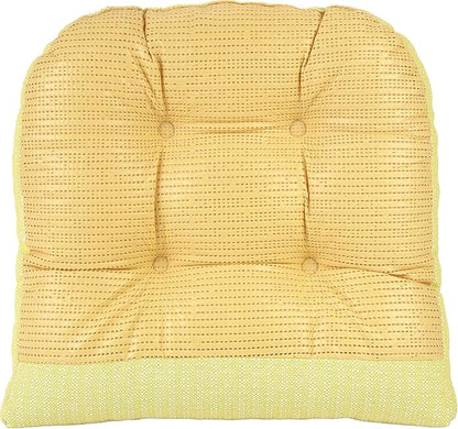 Klear Vu Gripper Overstuffed Universal Non-Slip Dining Chair Cushions for Kitchen Decor or Office Use, U-Shaped Skid-Proof Seat Pad, 17x17 Inches, 2 Count (Pack of 1), Solid Yellow