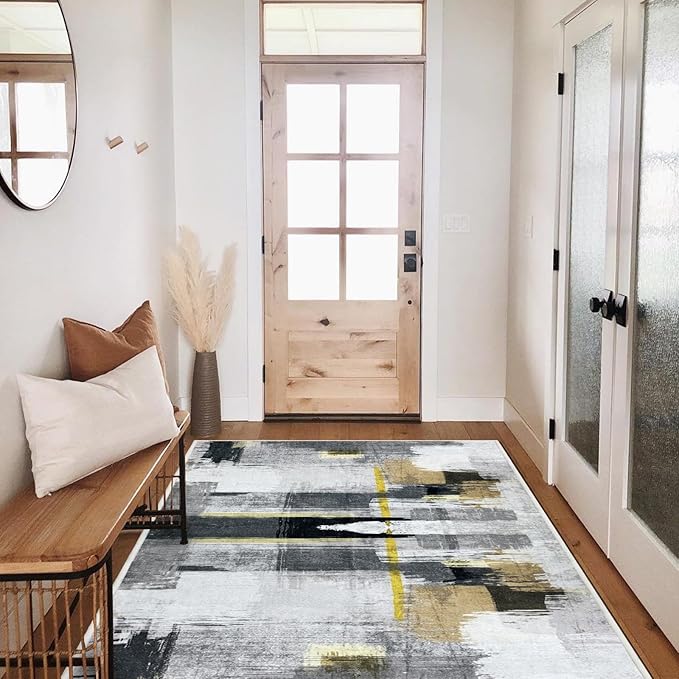 Runner Rug Washable 2x38 FT, Non Slip Rubber Backing Abstract Carpet, Soft Area Rugs for Bedroom Kitchen Hallway Entryway Bathroom, Customized