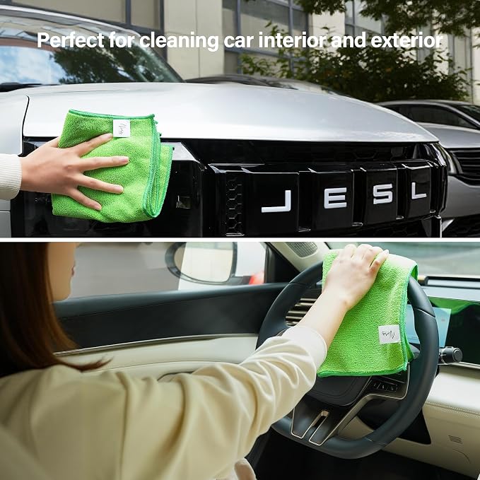 Ninia Microfiber Cleaning Cloths, 12 Pack Green 35x35cm, 350 GSM Thick & - Image 6