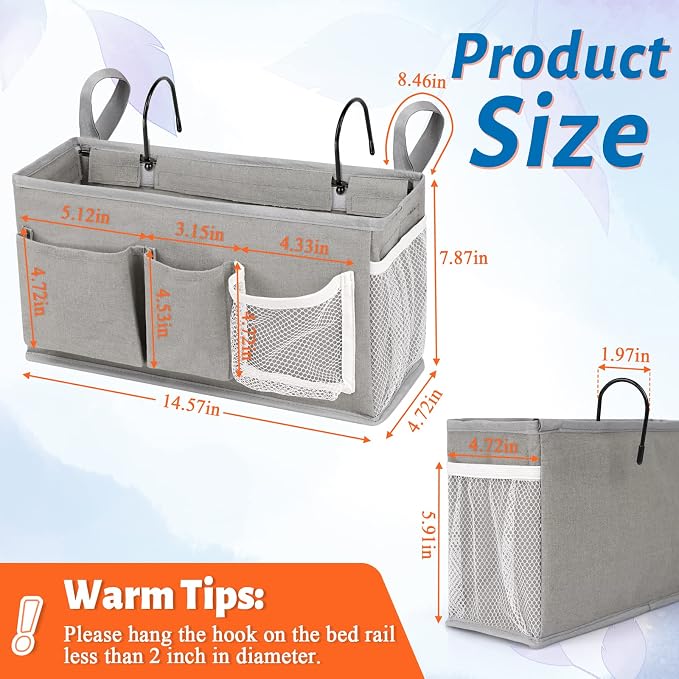 Loghot Bedside Caddy/Bedside Storage Bag Hanging Organizer - Image 6