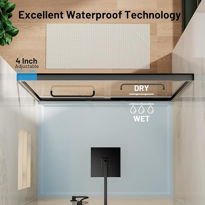 50-54" W x 70" H Double Sliding Shower Door, Semi-Frameless Shower Door - Image 6