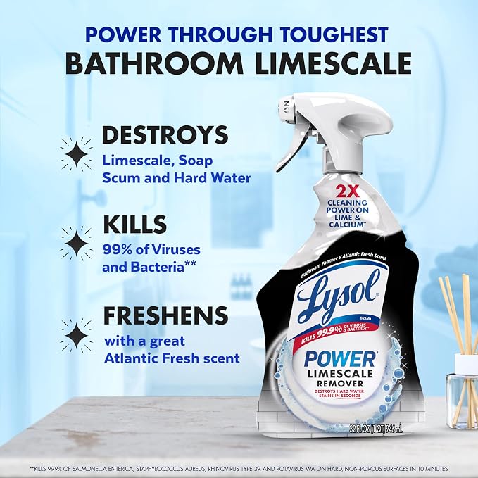 Lysol Power Limescale Remover Bathroom Cleaner Spray, Hard Water Stain Remover - Image 2
