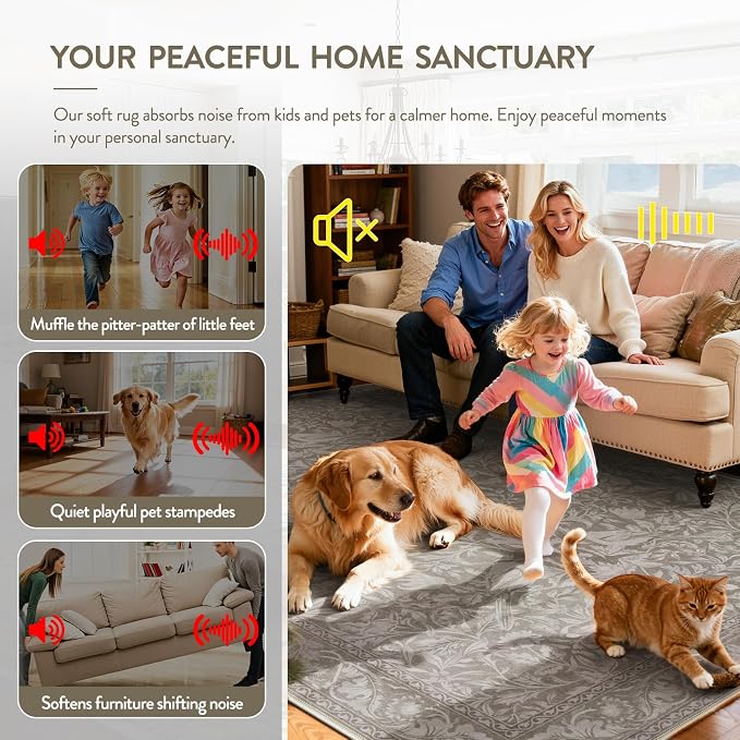 Lahome Bird Washable Area Rugs 5x7, Soft 5x7 Rug - Image 4