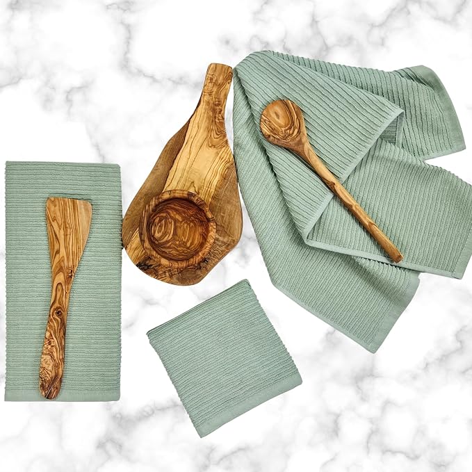 Serafina Home Sage Green Kitchen Dish Towels 100% Cotton Cloth Soft Cleaning - Image 6