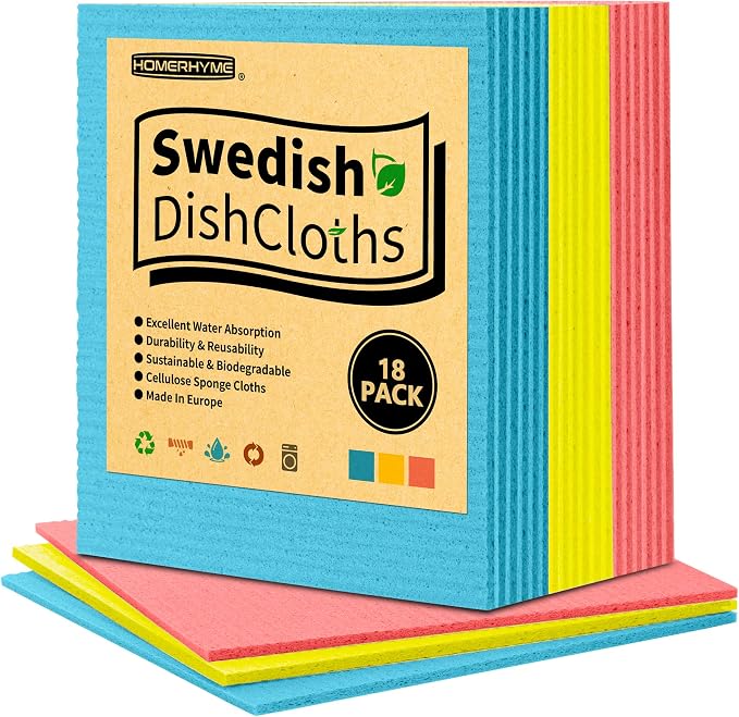 HOMERHYME Swedish Dishcloths, 18 Pack Kitchen Towels Dish Rags, Absorbent by HOMERHYME