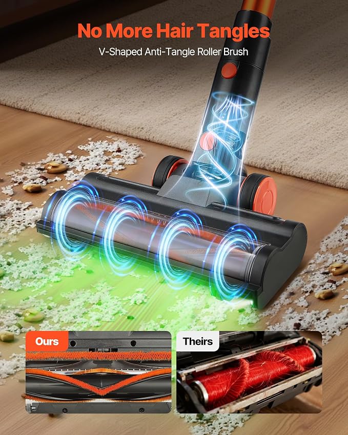 VEVOR Cordless Vacuum Cleaner, 40KPA Max Suction, Rechargeable Anti-Tangle - Image 3