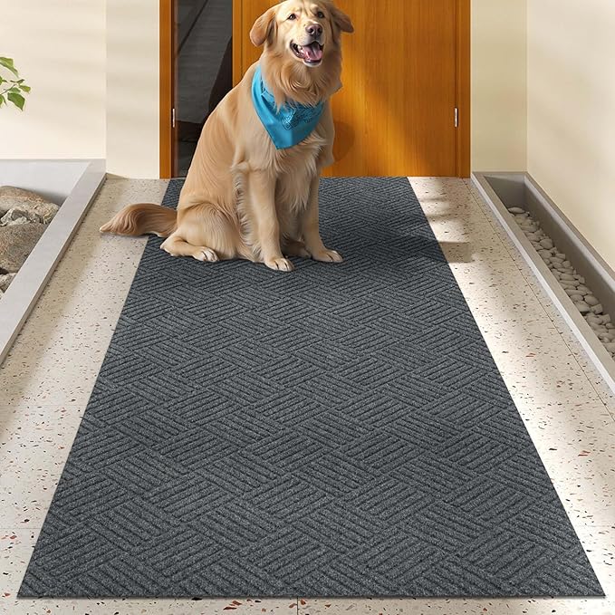 jxgzyy Commercial Hallway Runner Rugs 2'11" x 9'10", Non-Slip Indoor Outdoor Doormat, Heavy Duty Floor Mat for Entrance, Porch, Patio, Garage, High Traffic Area, Dark Grey
