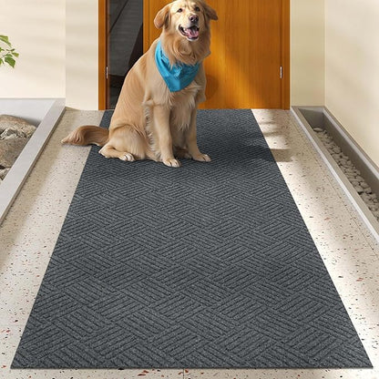 jxgzyy Commercial Hallway Runner Rugs 2'11" x 9'10", Non-Slip Indoor Outdoor Doormat, Heavy Duty Floor Mat for Entrance, Porch, Patio, Garage, High Traffic Area, Dark Grey