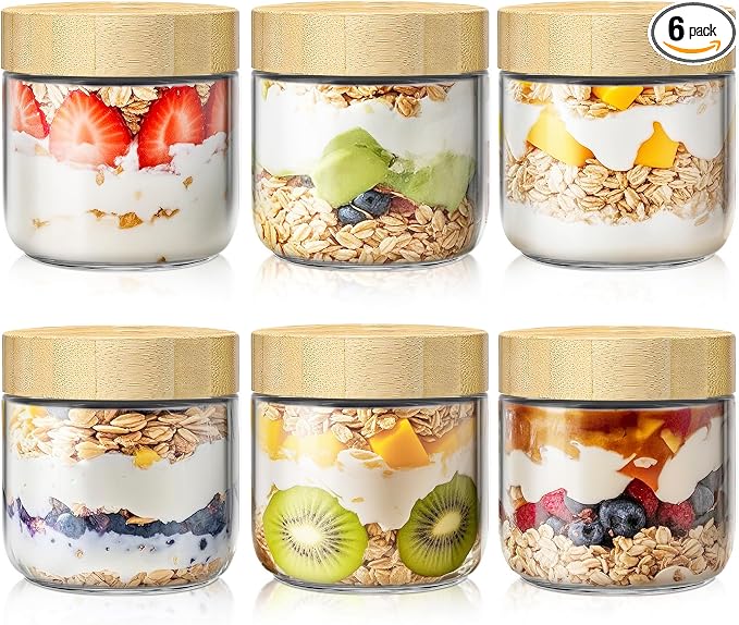 6 Pack 10oz Overnight Oats Containers by HomArtist