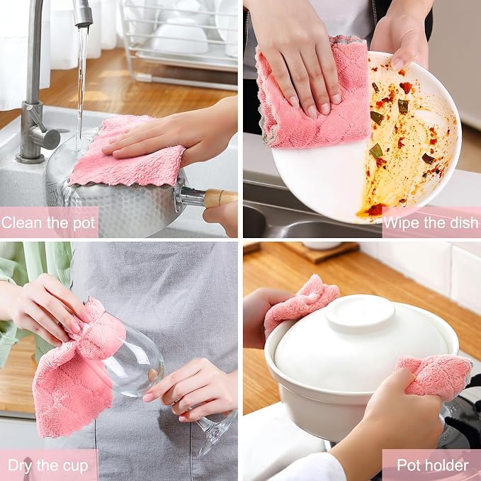 12 Pack Kitchen Cloth Dish Towels, 12x12 inch Soft Premium Dishcloths, - Image 6