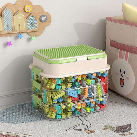 Toy Storage Organizer Box with Handle, Stackable Building Block Toy Box with by joyingbaby