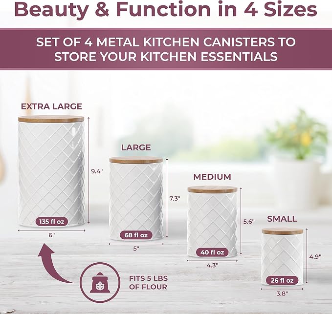Pebble & Stem® White Metal Canister Set - Image 3