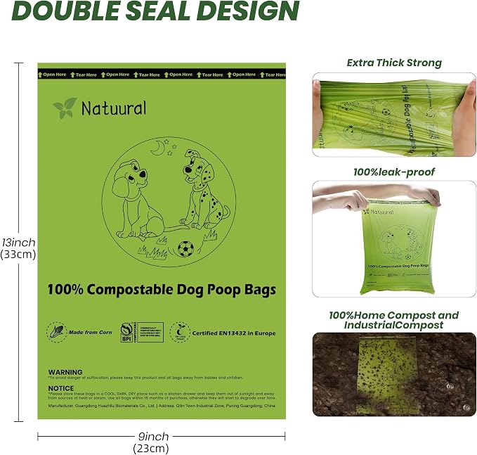 Certified Compostable Dog Poop Bags-270Bags 18Rolls, Poop Bags - Image 3