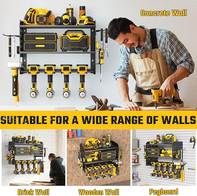 Power Tool Organizer, Heavy Duty Wall Mount Tool Organizer 3 Layers - Image 6