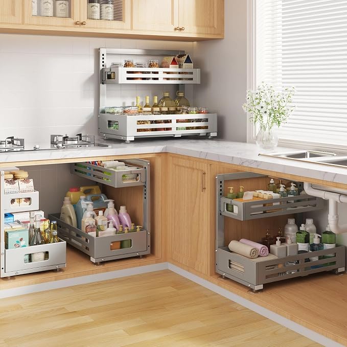 2 Pack 19IN-Depth Under Sink Organizer, Pull Out Cabinet Organizer - Image 7