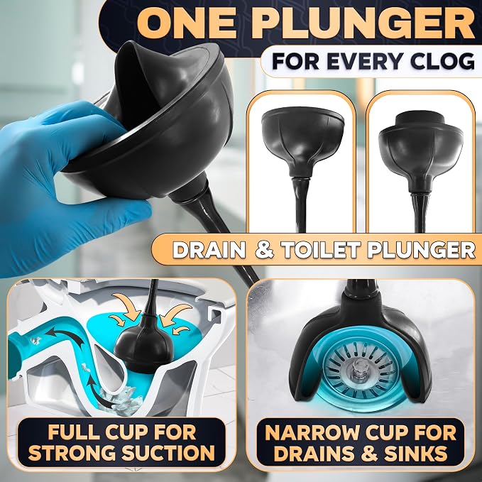 2-in-1 Black Toilet Brush and Plunger Set - Image 6